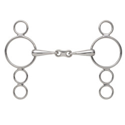 Mors 3 anneaux Dutch Gag Shires double brisure Acier inoxydable