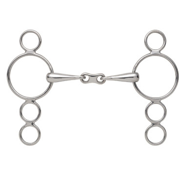 Mors 3 anneaux Dutch Gag Shires double brisure Acier inoxydable