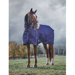 Couverture Weatherbeeta ComFiTec Prelim Turnout Combo 220g Plaid en relief bleu marine