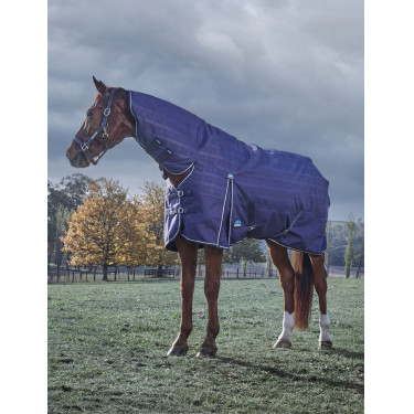 Couverture Weatherbeeta ComFiTec Prelim Turnout Combo 220g Plaid en relief bleu marine
