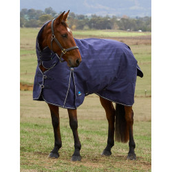 Couverture Weatherbeeta ComFiTec Prelim Turnout Combo 220g Plaid en relief bleu marine