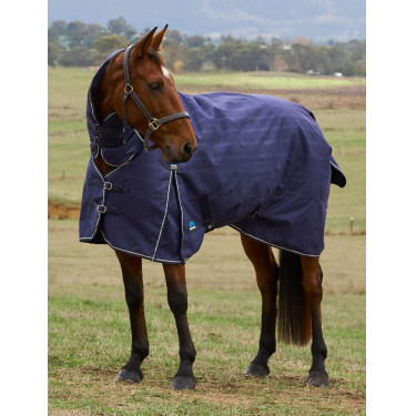 Couverture Weatherbeeta ComFiTec Prelim Turnout Combo 220g Plaid en relief bleu marine