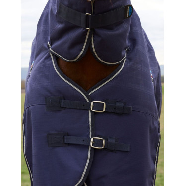 Couverture Weatherbeeta ComFiTec Prelim Turnout Combo 220g Plaid en relief bleu marine
