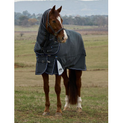 Couverture Weatherbeeta ComFiTec Ultra Turnout 220g couvre cou détachable Charbon de bois Gris