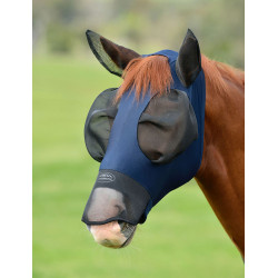 Masque anti-mouches Weatherbeeta ComFiTec Luxe Bug Eye Saver protections d'oreilles et nez Marine / noir Bleu