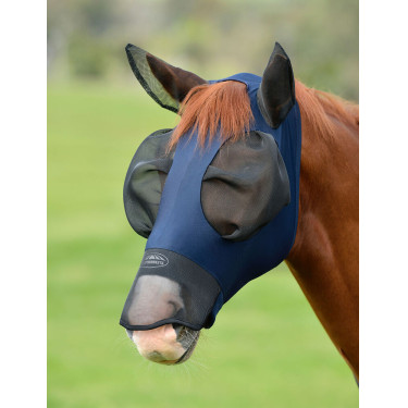 Masque anti-mouches Weatherbeeta ComFiTec Luxe Bug Eye Saver protections d'oreilles et nez Marine / noir Bleu Masque anti-mouches Weatherbeeta ComFiTec Luxe Bug Eye Saver protections d'oreilles et nez Marine / noir Bleu