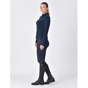 Polo d'équitation Dublin manches longues brossé femme Marine Bleu marine Polo d'équitation Dublin manches longues brossé femme Marine Bleu marine