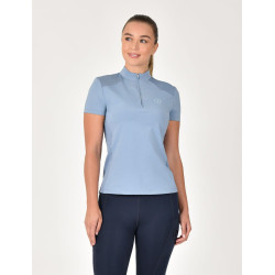 Polo manches courtes Dublin respirant fermeture à glissière 1/4 zippé femme Brouillard bleu