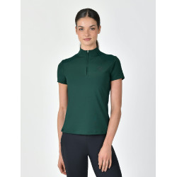 Polo manches courtes Dublin respirant fermeture à glissière 1/4 zippé femme Vert émeraude foncé