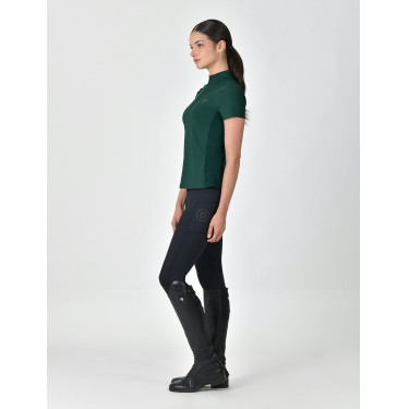 Polo manches courtes Dublin respirant fermeture à glissière 1/4 zippé femme Vert émeraude foncé