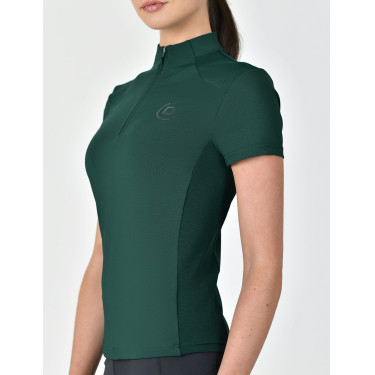 Polo manches courtes Dublin respirant fermeture à glissière 1/4 zippé femme Vert émeraude foncé