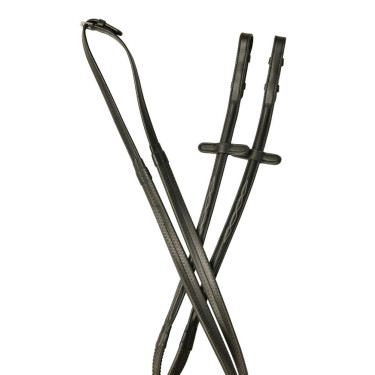 Rênes Collegiate ComFiTec Opulux Fancy bombé en caoutchouc Noir Rênes Collegiate ComFiTec Opulux Fancy bombé en caoutchouc Noir