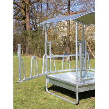Râtelier carré avec toit Hobby Kerbl zingué 1,5 x 1,5 m 8 chevaux Râtelier carré avec toit Hobby Kerbl zingué 1,5 x 1,5 m 8 chevaux