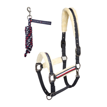 Licol et longe Tommy Hilfiger Equestrian Yale avec fourrure Desert sky Bleu Licol et longe Tommy Hilfiger Equestrian Yale avec fourrure Desert sky Bleu