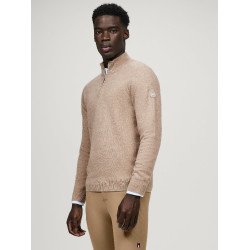 Pull en cachemire Tommy Hilfiger Equestrian 1/2 zip Oakfield homme Taupe Marron