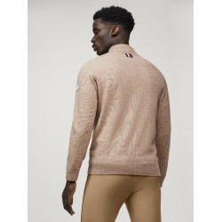 Pull en cachemire Tommy Hilfiger Equestrian 1/2 zip Oakfield homme Taupe Marron