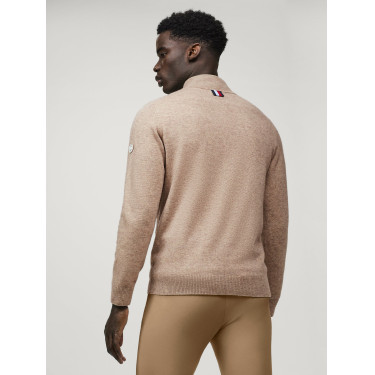 Pull en cachemire Tommy Hilfiger Equestrian 1/2 zip Oakfield homme Taupe Marron