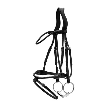 Bridon Muserolle Combinée Dy'on Tressé Rond Noir Bridon Muserolle Combinée Dy'on Tressé Rond Noir