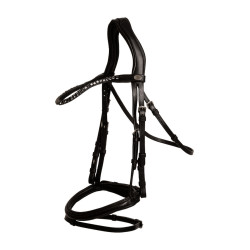 Bridon Muserolle Moyenne Combinée Cuir Souple Dy'on Noir Bridon Muserolle Moyenne Combinée Cuir Souple Dy'on Noir