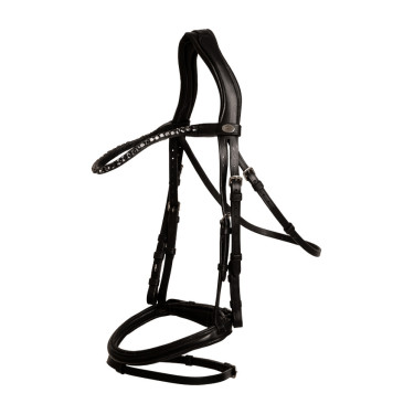 Bridon Muserolle Moyenne Combinée Cuir Souple Dy'on Noir Bridon Muserolle Moyenne Combinée Cuir Souple Dy'on Noir