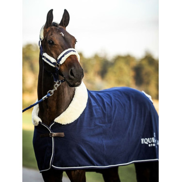 Licol et longe Equestrian Stockholm avec fourrure Marine Bleu marine