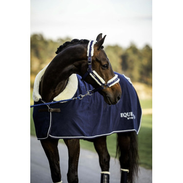 Licol et longe Equestrian Stockholm avec fourrure Marine Bleu marine