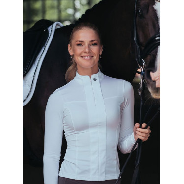 Polo de concours Equestrian Stockholm Light Breeze femme manches longues UV Blanc perfection Polo de concours Equestrian Stockholm Light Breeze femme manches longues UV Blanc perfection