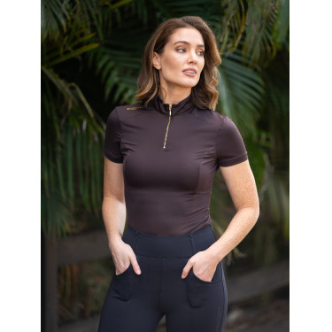 Polo UV Proction Equestrian Stockholm manches courtes femme Marron doré
