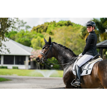Tapis de dressage Equestrian Stockholm avec bandes Blanc Tapis de dressage Equestrian Stockholm avec bandes Blanc