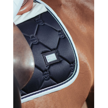 Tapis de selle Equestrian Stockholm jumping Bord blanc de minuit Bleu marine