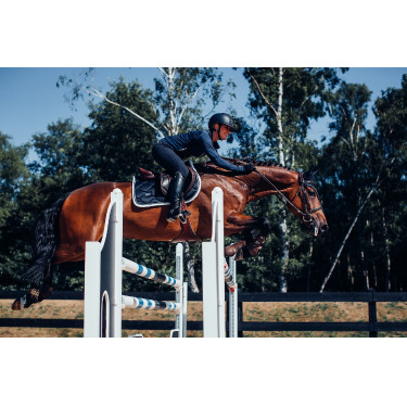 Tapis de selle Equestrian Stockholm jumping Bord blanc de minuit Bleu marine