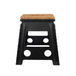 Tabouret pliant avec paillasson HKM Noir
