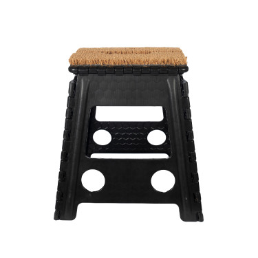 Tabouret pliant avec paillasson HKM Noir