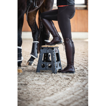 Tabouret pliant avec paillasson HKM Noir