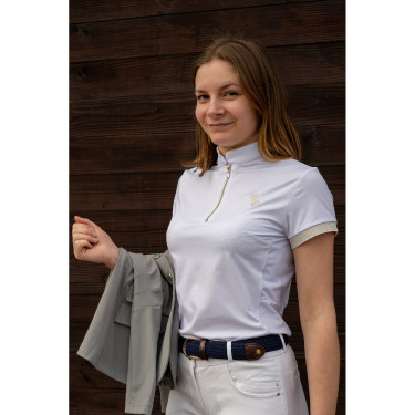 Polo de concours Flags & Cup fille Andria manches courtes Blanc