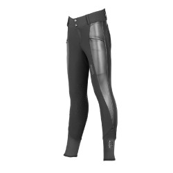 Pantalon d'équitation fille Tattini Verbena inserts en cuir écologique Noir Pantalon d'équitation fille Tattini Verbena inserts en cuir écologique Noir