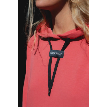 Sweat-shirt d'équitation à capuche Horse PIlot femme Rose coral