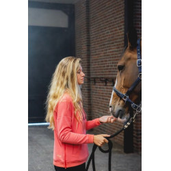 Sweat-shirt d'équitation à capuche Horse PIlot femme Rose coral