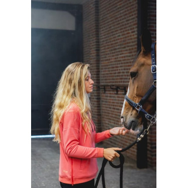 Sweat-shirt d'équitation à capuche Horse PIlot femme Rose coral