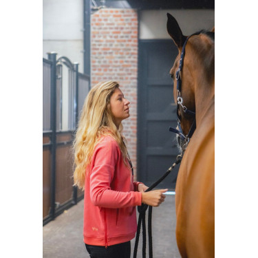 Sweat-shirt d'équitation à capuche Horse PIlot femme Rose coral