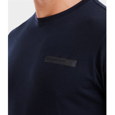 Tee-shirt d'équitation Horse Pilot en laine de Mérinos homme Dark night Noir