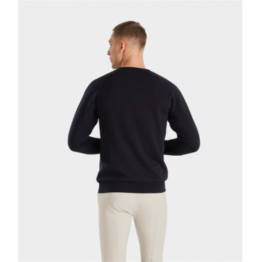 Sweat-shirt d'équitation Horse Pilot en laine de Mérinos homme Dark night Noir
