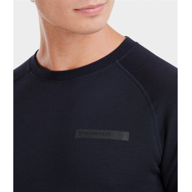 Sweat-shirt d'équitation Horse Pilot en laine de Mérinos homme Dark night Noir