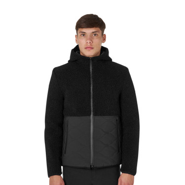 Veste imperméable homme avec inserts en tissu Teddy Equestro Noir