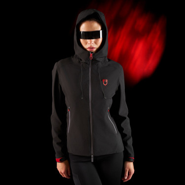 Veste imperméable femme Equestro Ridertechnology avec zip Noir