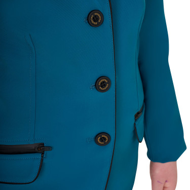 Veste de concours Equestro fille en tissu technique Bleu coral Veste de concours Equestro fille en tissu technique Bleu coral