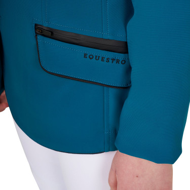 Veste de concours Equestro fille en tissu technique Bleu coral Veste de concours Equestro fille en tissu technique Bleu coral