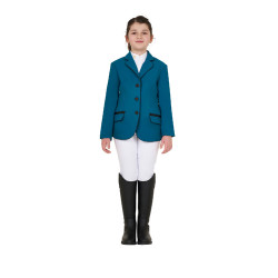 Veste de concours Equestro fille en tissu technique Bleu coral Veste de concours Equestro fille en tissu technique Bleu coral
