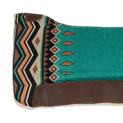 Tapis de selle western inserts en cuir et rembourrage en laine synthétique Pool's Turquoise / orange Bleu