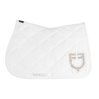 Tapis de selle de saut logo en strass Equestro Blanc Tapis de selle de saut logo en strass Equestro Blanc